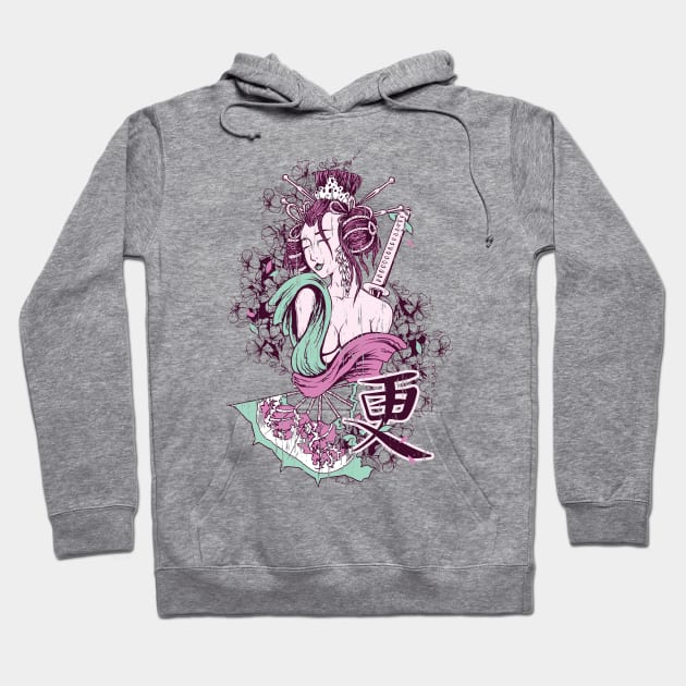 Vintage beautiful japanese geisha girl. Watercolor asian painting gift Hoodie by SerenityByAlex